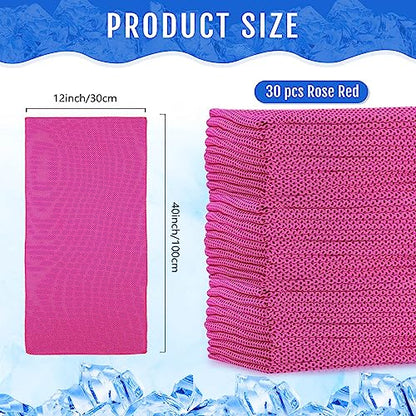 Hosuly 30 Pack Cooling Towels 40"x12" - color: Rose Red