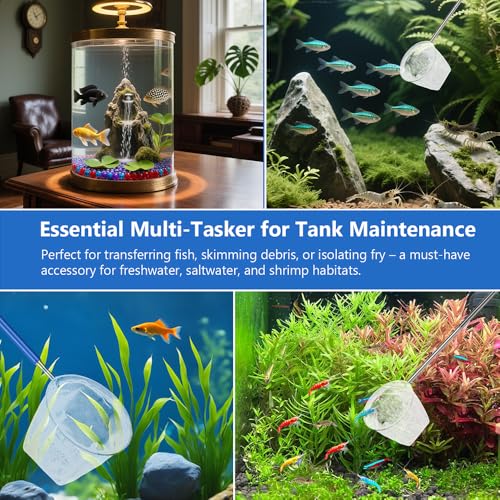 2-Pack 3 & 4 Inch Stainless Steel Fish Nets for Aquarium - Gentle Nets for Small Fish, Shrimp, Fry in Fish Tanks & Aquarium Accessories