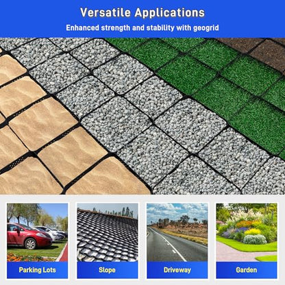 2" Depth Ground Grid for Gravel, 36x4 FT Geo Gravel Grid Driveway 1885 lbs per Sq Ft Load with Connection Buckles, Geo Cell Permeable Stabilization System for Driveways Walkway Slope Pathway & Garden