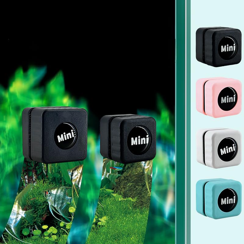 1PC Aquarium Magnet Glass Cleaner – Magnetic Algae Scraper for Small Glass Tanks, Mini Scratch-Free Brush （Not for Acrylic & Plastic Tanks）, Black - color: Black