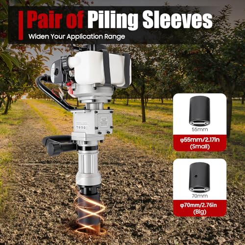 Bepritm Gas Powered T Post Driver, 32.7CC 2-Stroke Fence Post Pile Driver Gasoline Piling w/Conversion Head and Two Sleeves, 7000RPM Portable Petrol Piledriver (32.7CC 2 Stroke Style A) - color: 32.7cc 2 Stroke Style a