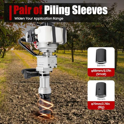 Bepritm Gas Powered T Post Driver, 32.7CC 2-Stroke Fence Post Pile Driver Gasoline Piling w/Conversion Head and Two Sleeves, 7000RPM Portable Petrol Piledriver (32.7CC 2 Stroke Style A) - color: 32.7cc 2 Stroke Style a