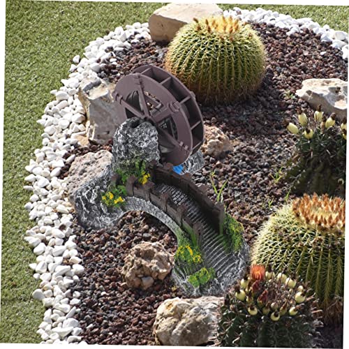 Outanaya DIY Handmade Mini Landscaping Bridge Water Wheel Oxygen Pump Aquarium Bridge Decor Fish Tank Supplies