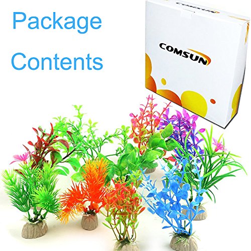 10 Pack Artificial Aquarium Plants, Small Size 4 to 4.5 inch Approximate Height Fish Tank Decorations Home Décor Plastic