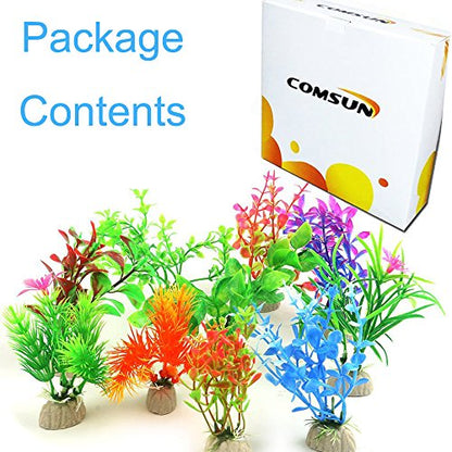 10 Pack Artificial Aquarium Plants, Small Size 4 to 4.5 inch Approximate Height Fish Tank Decorations Home Décor Plastic
