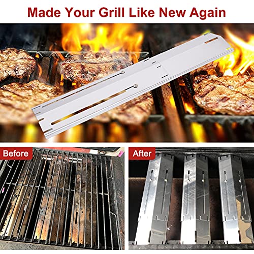 Universal Grill Heat Plates Heat Tents Heat Shields for Gas Grill, Adjustable Barbecue BBQ Grill Flame Tamers Burner Covers Heat Deflectors, Stainless Steel Gas Grill Replacement Parts, 4-Pack - color: 4-Pack