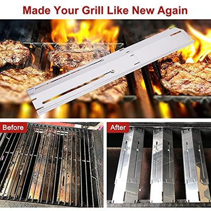 Universal Grill Heat Plates Heat Tents Heat Shields for Gas Grill, Adjustable Barbecue BBQ Grill Flame Tamers Burner Covers Heat Deflectors, Stainless Steel Gas Grill Replacement Parts, 4-Pack - color: 4-Pack