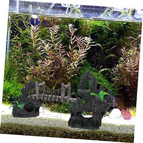 Alipis Aquarium Suspension Bridge Decor Resin Rockery Adornment for Fish Tank Landscaping Lifelike Model Unique Design Creative Aquarium Decoration