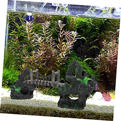 Alipis Aquarium Suspension Bridge Decor Resin Rockery Adornment for Fish Tank Landscaping Lifelike Model Unique Design Creative Aquarium Decoration
