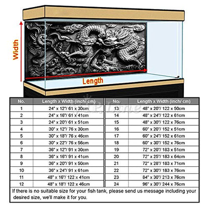 Dragon Relief Aquarium Background Poster PVC Fish Tank Decorations Landscape (24" x 16"/ 61 x 41cm) - size: 24" x 16"/ 61 x 41cm