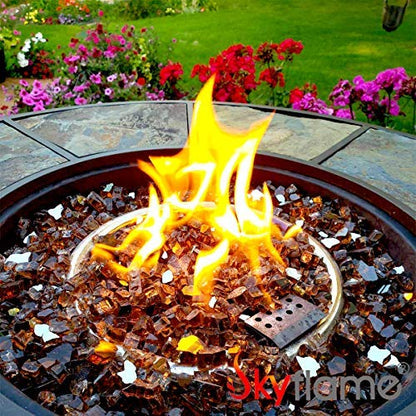 Skyflame High Luster 10-Pound Fire Glass for Fire Pit Fireplace Landscaping, 1/2-Inch Copper Reflective