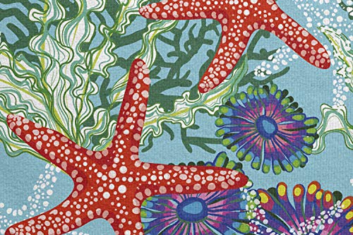 Lunarable Underwater Yoga Mat Towel, Floral Arrangement Under The Sea Starfish and Moss Pattern Abstract Nature Scene, Non-Slip Sweat Absorbent Yoga Pilates Workout Pad Cover, 25" x 70", Multicolor