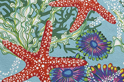 Lunarable Underwater Yoga Mat Towel, Floral Arrangement Under The Sea Starfish and Moss Pattern Abstract Nature Scene, Non-Slip Sweat Absorbent Yoga Pilates Workout Pad Cover, 25" x 70", Multicolor