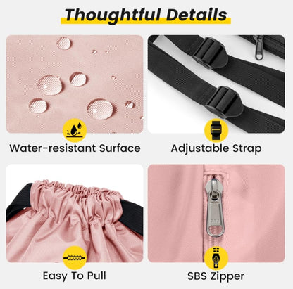 Vorspack Drawstring Backpack with Front & Side Pocket for Men Women - color: Pink