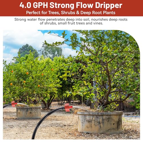 100 PCS 4 GPH Pressure Compensating Drip Irrigation Spot Dripper, Max Flow Drip Irrigation Emitters Heads for Dry Soil Thirsty Plants, Irrigation Drippers Parts for Arid Area Outdoor Irrigation - size: 4 GPH 100PCS