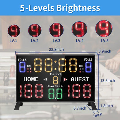 LUCKY TIME Electronic Basketball Scoreboard with 14/24 Seconds Shot Clock - style: Double Side & Tripod | Remote Control