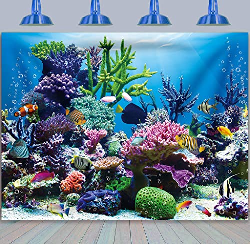 7x5ft Oean Underwater Photo Backdrop Ocean Fish Coral Submarine Decorations Water Background Under The Sea Aquarium Diving Holiday Baby Shower Birthday Party Seabed Decor