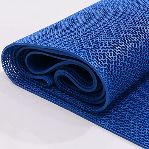 Drainage Non Slip Mats 3'x3.3' Heavy Duty Commercial Floor Mat Mesh Hollow Door Mat Roll for Swimming Pool Bathroom Kitchen Garage Indoor Outdoor Wet Area,Blue,0.9×1M/3×3.3FT - color: Blue, size: 35.4" x 39.4"