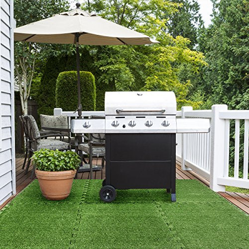 Sorbus Grass Foam Floor Tiles, Interlocking Turf Tiles (24 Tiles, 96 Sq Ft) - size: 24 Tiles (96 Sq ft)