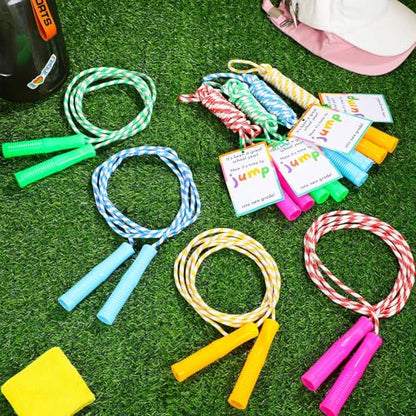 Soulchen 12 Sets Jump Rope Adjustable with Card Tag Rainbow Year-End Gift