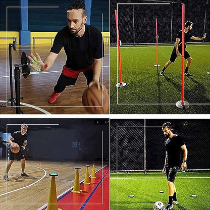 Reaction Training LED Lights, Reaction Training Light Kits with Organizing Box, 1 Main Control Light and 6 Training Lights, 15 M Control Distance, for Basketball, Fitness, Fighting, Football