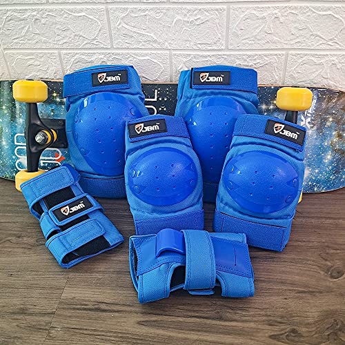 JBM Adult & Kid Knee Pads Elbow Pads and Wrist Guards for Roller Inline Skating Scootering Skateboarding - color: Blue, size: Medium (3-11 years)