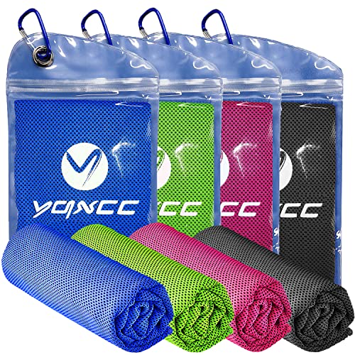 YQXCC 4 Pack Cooling Towels (47"x12"), Ice Cool Towels for Neck & Face - color: Dark Blue/Dark Gray/Rose Red/Green