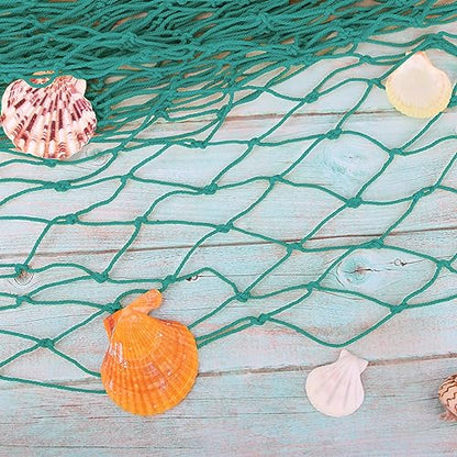 Decorative Fishing Net 5x10 ft,YuanDe 2 Pack Large Aqua Picture Fish Net, Wall Photo Hanging Fishnet for Nautical Mermaid Pirate Ocean Themed Hawaii Beach Under The Sea Party Decorations