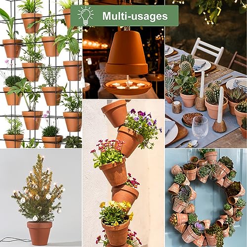 6 inch Terracotta & Clay Pots for Plants with Saucer, Medium Terra Cotta Plant Pots with Drainage Hole, Flowerpot with Tray, Terracotta Pot for Indoor Outdoor Plant - Pack of 4 Planters