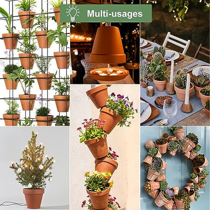 6 inch Terracotta & Clay Pots for Plants with Saucer, Medium Terra Cotta Plant Pots with Drainage Hole, Flowerpot with Tray, Terracotta Pot for Indoor Outdoor Plant - Pack of 4 Planters