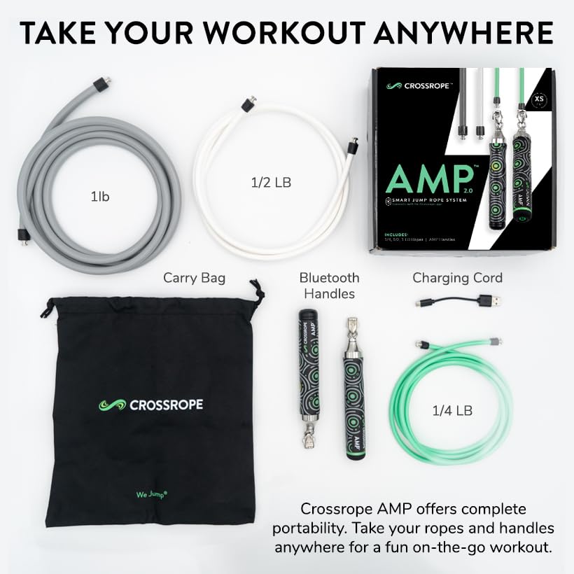 Crossrope AMP Smart Jump Rope Set with Interchangeable Weighted Ropes - size: Small - (User Height 5'1" - 5'5")