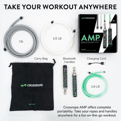 Crossrope AMP Smart Jump Rope Set with Interchangeable Weighted Ropes - size: Extra Small - (User Height 4'6.5" - 5'0.5")