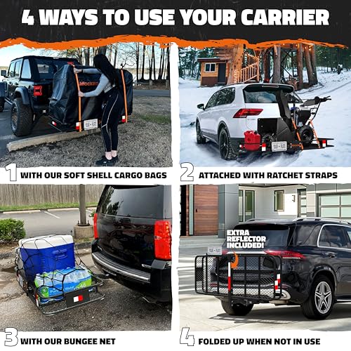 Mockins 60"x24"x6" Heavy Duty Trailer Hitch Cargo Carrier w/ 500 Lbs. Cap - size: Large: 60"x24"x6" (With Bag)