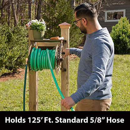 Liberty GARDEN 704 Decorative Cast Aluminum Wall Mount Garden Hose Reel, Holds 125-Feet of 5/8-Inch Hose - Bronze - style: No Hose Guide