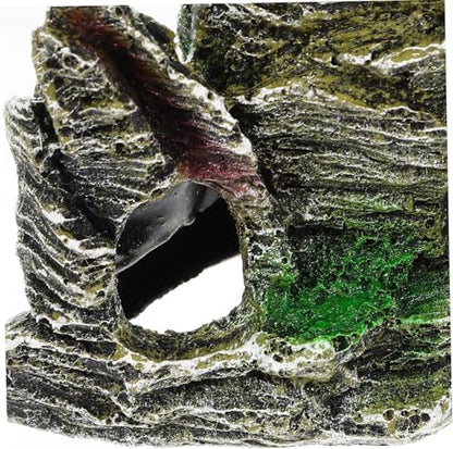 Resin Aquarium Stone Cave with Artificial Moss – Natural Rock Mountain Ornament for Fish Tank, Shrimp & Betta Hiding, Reptile Habitat Decoration, Small Landscape Terrain Accessory for Aquatic Decor
