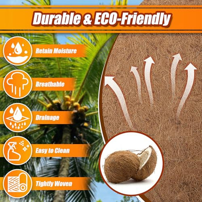 Coco Liner Roll, 16 x 80 Inch Coconut Fiber Liners for Planter Window Box Flower Basket, Natural Coco Coir Sheet Coco Mats for Animal Pet Pad, Reptile Carpet, Garden Decoration - size: 16x80 inch