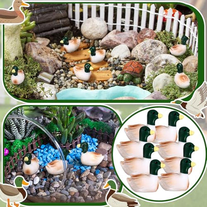 50 Pcs Mini Resin Mallard Mini Ducks Tiny Ducks Figurines Bulk for Garden Micro Landscape Doll House Aquarium Potted Ornament DIY Craft Project Bonsai Moss Terrarium (Mallard)