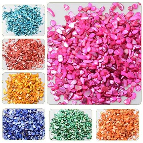 QICQDRAM Crushed Shells for Crafts About 1LB (405g/14.28oz) Small Natural Crushed Shells Bulk for Crafts DIY Beaching Wedding Decoration Vase Fillers (Light Blue)
