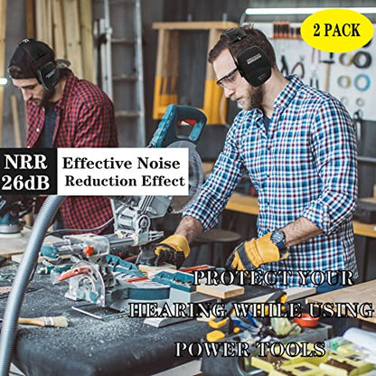 PROHEAR 016 Shooting Ear Protection Earmuffs 2 Pack, NRR 26dB for Gun Range, Hunting -Black and Black - color: Black+black