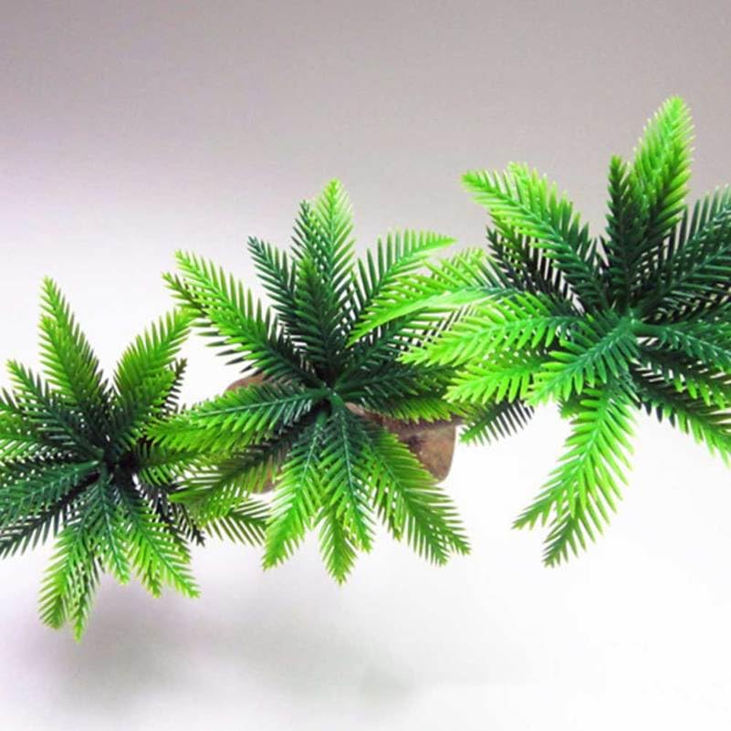 Amosfun Fake Coconut Tree Ornament Set 3.14 x 12.59 x 10.23 Inch Mini Hawaii Beach Scene Decoration for Home Shop Micro Landscape Aquarium Decoration Use