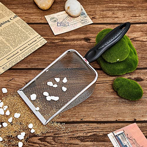 4 Packs Reptile Sand Stainless Steel Fine Mesh Reptile Substrate Metal Sand Shovel Sifter Litter Cleaner Corner Scoop Shovel Cleaner Scooper for Bedding Aquarium Terrarium Accessories