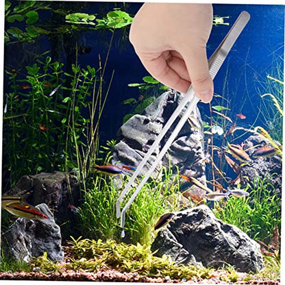 Angoily 27cm Curved Tip Stainless Steel Tweezers for Aquarium Plant Tweezers Fine Tip for Fishtank Cleaning Tools
