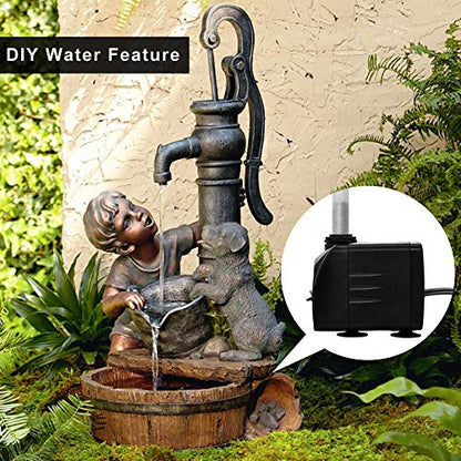160GPH Small Fountain Pump, Ultra Quiet Submersible Water Pump (600L/H, 10Watt) with 3.3 ft Tubing for Aquariums, Pond Fountain, Water Feature, Indoor Fountains