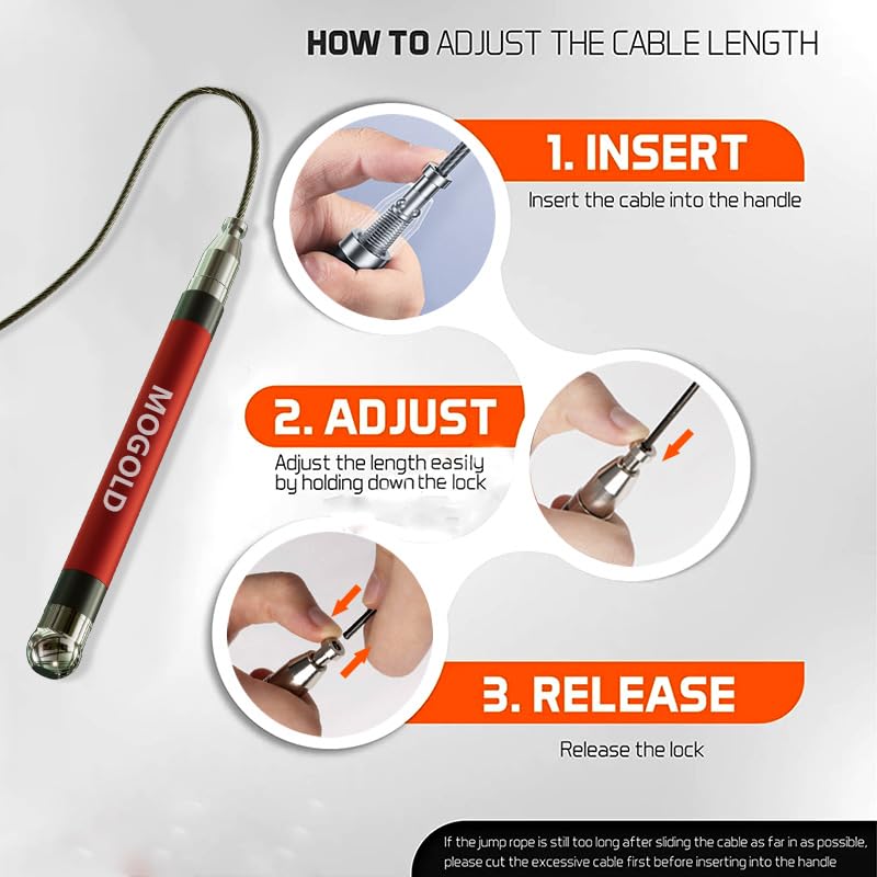 2-in-1 Speed Rope: 2mm for Boxing/MMA & 3mm for CrossFit - Tool-Free Adjustable Cable System with Dual Bearings - Sweatproof Hybrid Grip for High-Intensity Training - color: Red