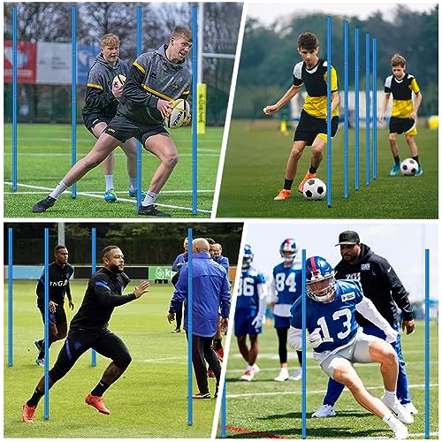 HOTOOLME Agility Training Poles Equipment Soccer Training Equipment Includes 6 Agility Poles,Agility Ladder, 10 Soccer Cones,Jump Rope for Speed Training, Soccer Training, Basketball Athletes & Kids - color: Blue