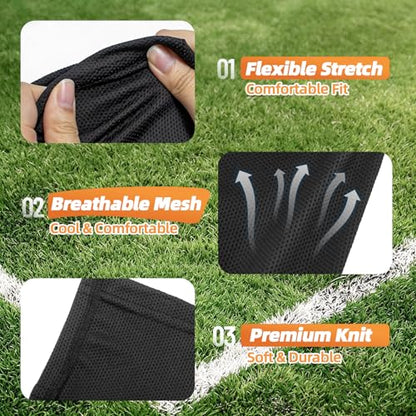 Shin Guard Sleeves 2 Pairs, Soccer Sleeves for Kids & Youth Ages 3-15 - color: Black, size: M (3'10''-4'5''/6-9Y)