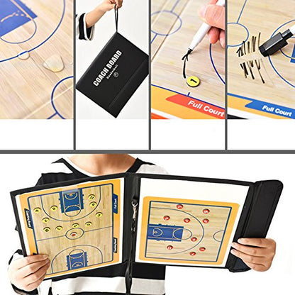Pure Vie Foldable Magnetic Basketball Coaching Clipboard with Magnets, Pen