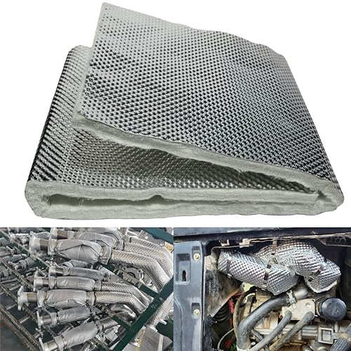 Exhaust Heat Shield Wrap - Aluminum Fiberglass Automotive Muffler Insulation Armor, 12"x24" Sheet for Exhaust Pipe, Motorcycle, Car Undercarriage, Fuel Tank & Firewall - size: 12 Inch x 24 Inch