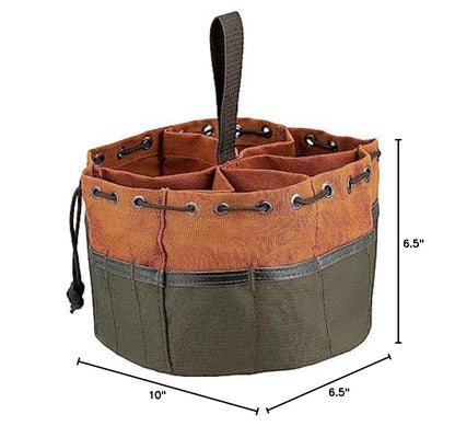 BucketBoss 25001 Canvas Organizer Parachute Bag with 19 Pockets for Nails,Screws, and Bolts in Brown