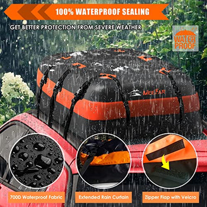 Car Roof Bag Rooftop Cargo Carrier Bag Waterproof 20 Cubic Feet roof Cargo | Soft Shell Luggage Bag for All Cars with/Without Rack,Includes Anti-Slip Mat, 10 Reinforced Straps, 6 Door Hooks, Lock - size: 20 Cubic Feet